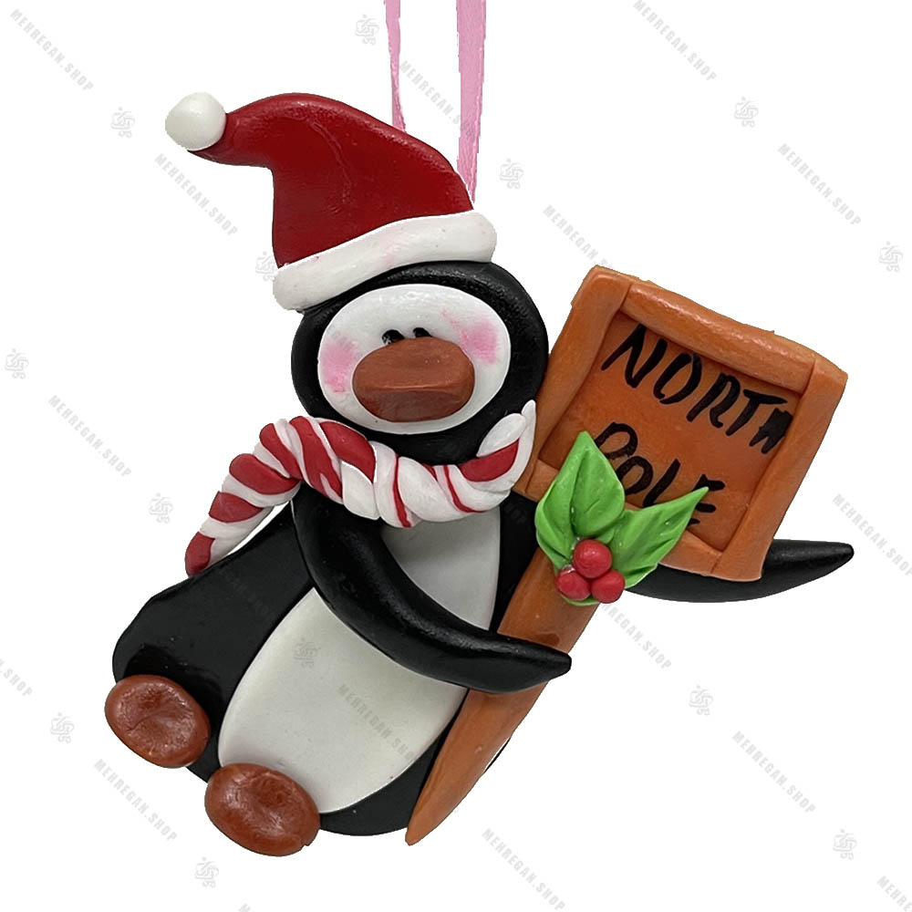 آویز دست ساز خمیری مدل پنگوئن